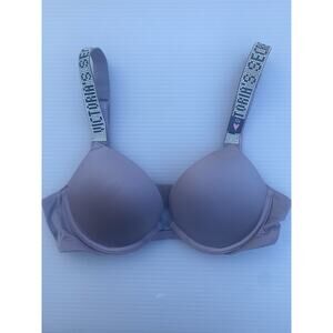Victoria's Secret Womens Bra 32B Purple Very Sexy Push Up Satin Underwire Logo